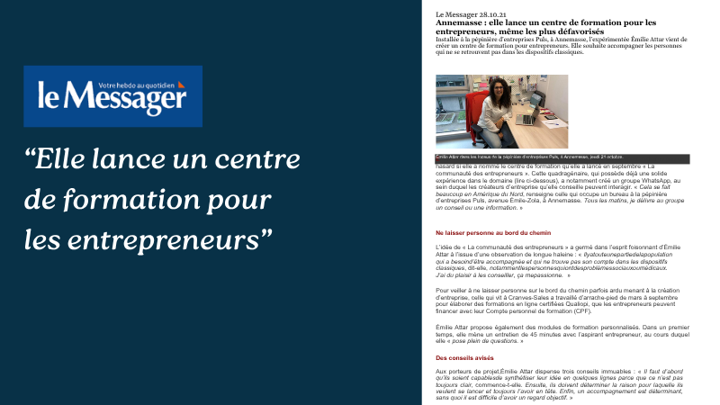 Annemasse : elle lance un centre de formation pour les entrepreneurs, même les plus défavorisés